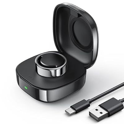 Wireless Charger Case Compatible with Aura-Ring Charger Size 8, Portable Travel Charger Dock with Indicator Light, Universal Compact Charging Box for Ring Gen3 Heritage/Horizon(Black)