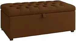 Puff Baú Pé de Cama 90 cm Suede Capitone – Porta Objetos e Brinquedos (Marrom-Tampa Captone)