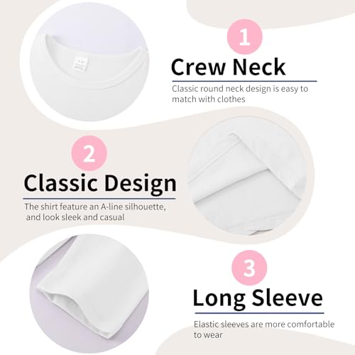 4 Pack Boys Cotton Long Sleeve Shirts Kids Soft Crewneck Basic Tees Solid Colors Fall Tops for Toddler Boys（2T-14Years）3