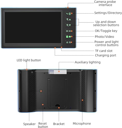 Caméra endoscopique et endoscope à double objectif de 8 mm avec écran 7" - 7