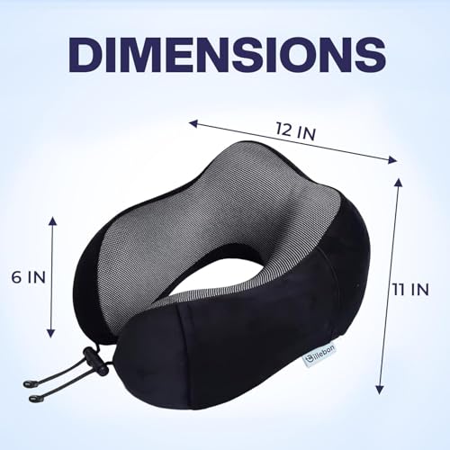 Image of Billebon Extra Soft Memory Foam Luxury Travel Neck Support Rest Pillow with Soft Washable & Removable Cover, Multipurpose Comfortable Travel Pillow for Airplane(Black Combo)