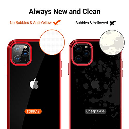 TORRAS Crystal Clear Compatible for iPhone 11 Pro Case, [Non-Yellowing] Shockproof Protective Soft Slim Thin Cover for iPhone 11 Pro Phone Case 5.8", Red — view 4