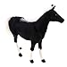 F Fityle Simulazione Cavallo Peluche Ornamento Morbido Ripieno Decorazione Casetta Bambini Vera Plastica - Nero