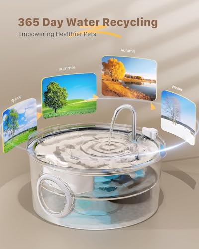 Hunde Trinkbrunnen für Katze Edelstahl: 7L / 236oz Katzenbrunnen – Superleiser Katzen Trinkbrunnen - LED Licht - Geeignet für große Hunde, Katzen und Haushalte mit Mehreren Haustieren