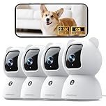 CINMOORE 2.5K Indoor Camera 4pack, Non-Subscription AI Person/Pet/Cry Detection, 4MP Pet/Dog/Cat/Baby Camera w/Phone App, Pan Tilt WiFi Cameras for Home Security, Night Vision, Full Duplex Audio