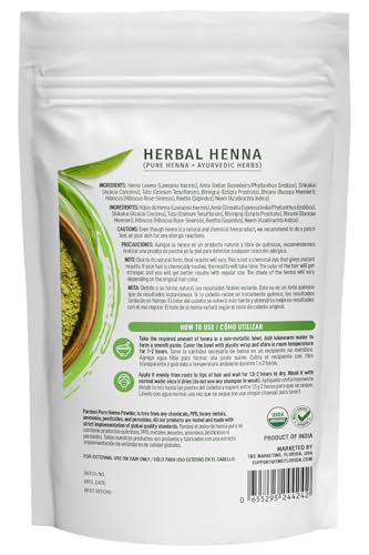 Pardesi Pó de hena para cabelo cor natural I USDA orgânico I 7,05 oz (200 gramas) | tintura natural