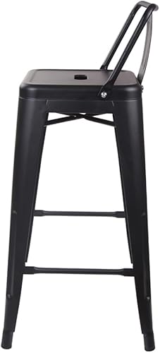 GIA Taburete de bar de respaldo bajo de 30 pulgadas, cantidad de 1, negro mate con asiento de metal