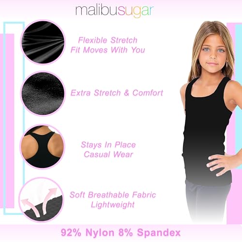 Image of Malibu Sugar Girls Tank Tops Size 7-10 - Racerback Tank Top Dance Cheer Gymnastics Shirts for Sports Undershirts Layering