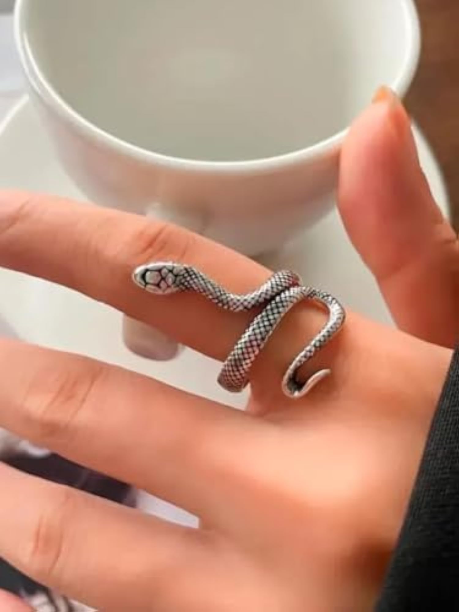 Silver Contemporary Snake Adjustable Ring