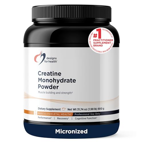 Designs for Health Creatine Monohydrate Powder, Micronized, Unflavored 180 Servings