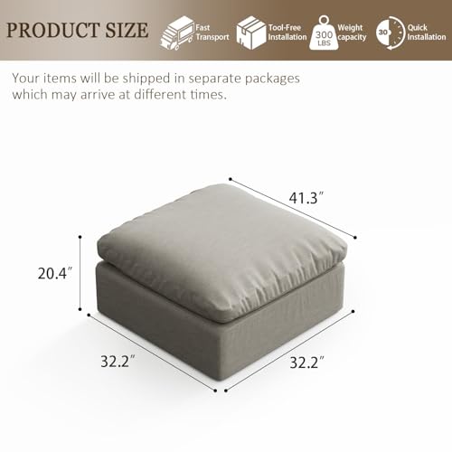 Image of Oversize Cloud Modular Sectional Sofa,Chaise Down Filled Comfort Sofa Detachable Couch Cushion Covers for Living Room Apartment,Light Beige