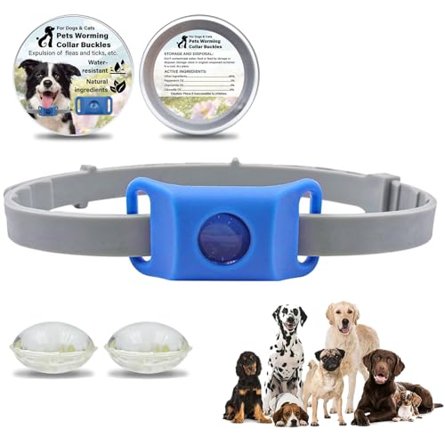 Clavya Tags for Dogs, 100% Natural Ingredients, 4 Months Long Lasting Protection, Clavya Fle-a and Tic-k Tags For Dogs, Clav-ya Fle-a Tag-s for Dog-s, Waterproof, Adjustable Size for Mud, Swim (BLUE)