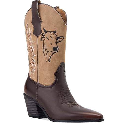 Save 76% on Women's Stylish Mid Calf Cowgirl Boots