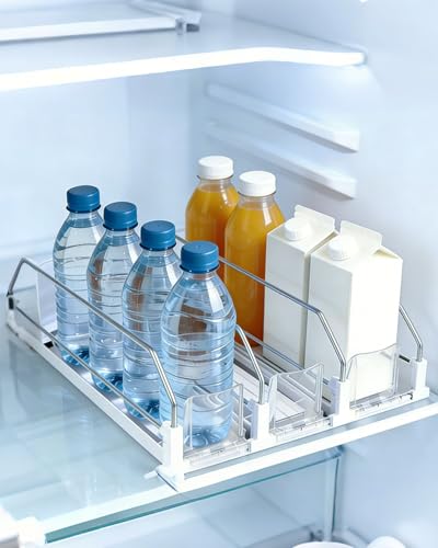 SZEBISOA Organisateur frigo 3 rangées pour 12 canettes, Rangement frigo Automatique 31×25 cm, réorganisateur de réfrigérateur, Range Bouteille frigo, Porte-Boissons...