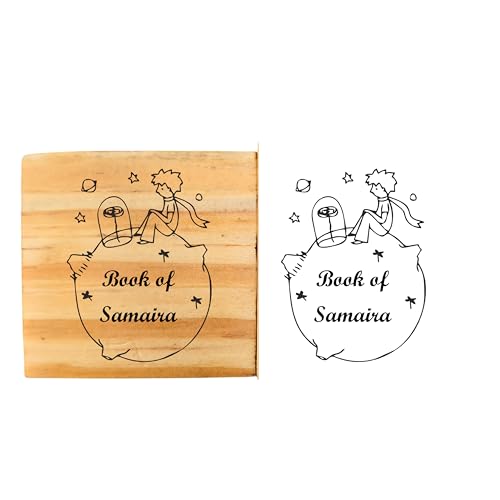 Image of Kunya Personalised Book Stamp with Your Name(3.5 cm Dia), customised for Stamping Books for Readers, Great Gift for booklovers, Kids, Teachers (Out of the World)