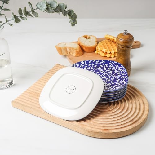 Selamica Porcelain Small Plates - 6 inch Dessert & Appetizer Plates, Microwave & Dishwasher Safe, Set of 6, Vintage Blue