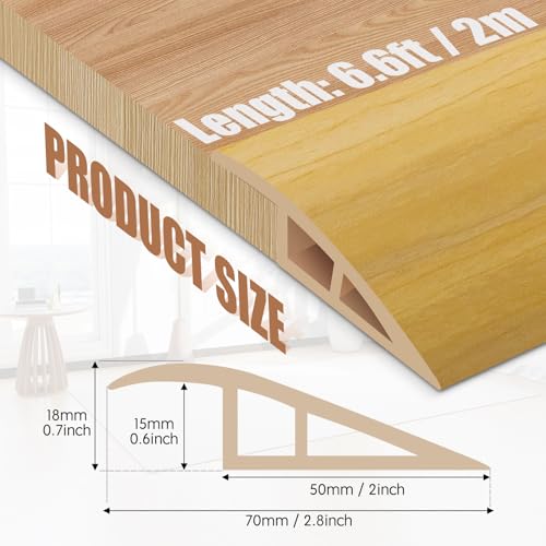 Image of Floor Transition Strip Door Threshold 78 inch Floor Transition Reducer Trim on The Edges Threshold Strip Self Adhesive Suitable for Doorways, Tiles, Carpet