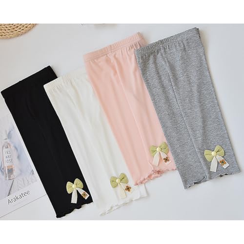 WEONEDREAM 2 Packs Girls Capris Leggings Breathable Soft Toddlers Cropped Pants for Summer2