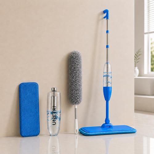 Image of Combo of Fan Cleaning Brush and Spray Mop | Long Rod Ceiling Fan Duster & Floor Cleaner Mop | Multipurpose Home Cleaning Tool Set