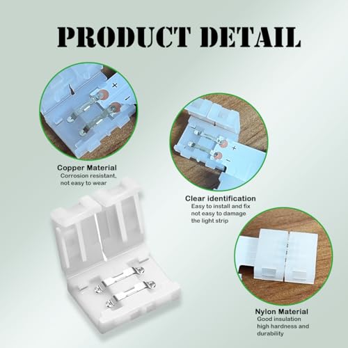 UBRAVE LED Light Connector, 20 Pcs 8mm 2 Pin RGB LED Connector, LED Strip 2 Pin Connector - Image 3