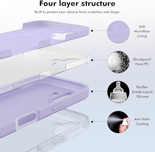 Image of Back Cover Compatible with iPhone 17 Case (6.3) Soft Touch Slim Liquid Silicone Full Protection Shock Proof Back Cover for iPhone 17 (SC Purple)