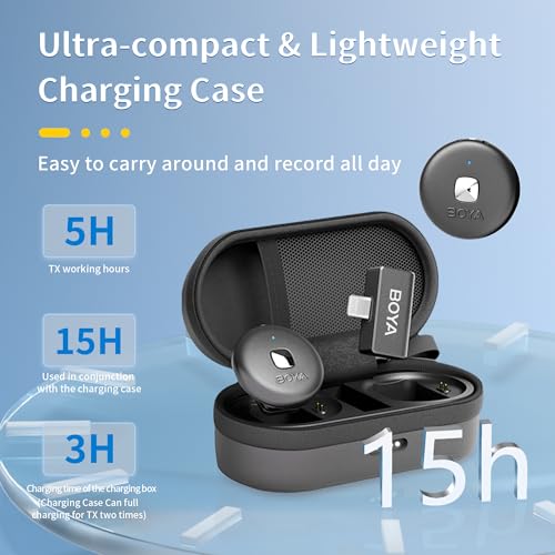 BOYA Omic-D Wireless Lavalier Microphone System Compatible with iPhone, 50M Los Range, Hi-Fi Audio, Smart Noise Cancellation, 15H Duration, Mini Lapel Mic for Recording Vlogging Interview