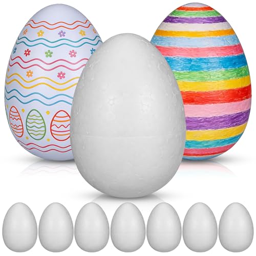 White Polystyrene Easter Eggs for Craft 10pcs Easter Models for Crafting and Painting Unfinished Shapes for Festive Decorations and Art Projects