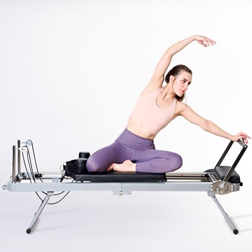DlandHome Pilates Reformer Machine, Foldable Pilates Machine Equipment for Home, Foldable Reformer Pilates for Beginner, Up to 330lbs