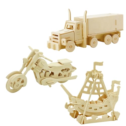 Georgie Porgy Hölzerne 3D Puzzle Sammlung Puzzle Modell Kit Baukasten Holzhandwerk Kinder Puzzle Pädagogisches Spielzeug DIY Geschenk Packung 3 (Piratenschiff LKW Motorrad) Georgie Porgy Hölzerne 3D Puzzle Sammlung Puzzle Modell Kit Baukasten Holzhandwerk Kinder Puzzle Pädagogisches Spielzeug DIY Geschenk Packung 3 (Piratenschiff LKW Motorrad)