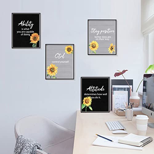 Inspirational Wall Art,Motivational Wall Art Inspirational Office Wall Decor Motivational Inspirational Posters Sunflower Wall Prints Positive Affirmations Quotes Saying For Women Bedroom #TOP6