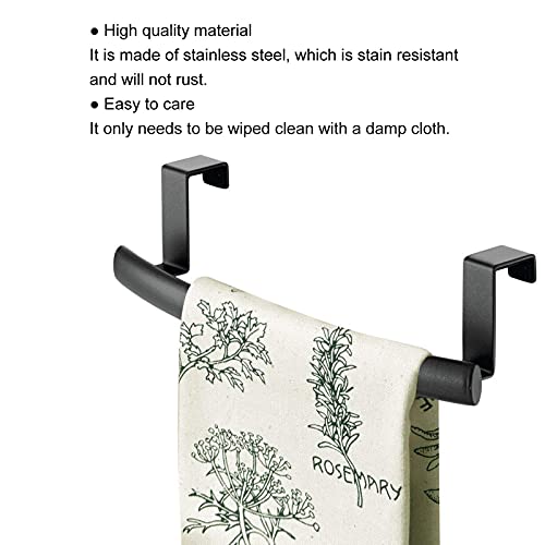 Stainless Steel Over Door Towel Bar - 2 Pack, 9 Inch, Kitchen & Bathroom Towel Holder, Black, 23cm - Image 2