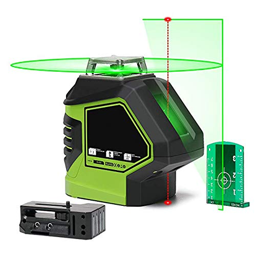 YLIK Autonivelante Nivel láser Verde Línea 360 Cruz con 2 Puntos de plomada línea...