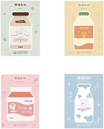DzdzCrafts 4-Packs Milk Sticky Notes Self-Stick Pads Notepads (120 Sheets)