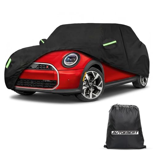 Image of Car Cover for Mini Cooper 2 Door, Waterproof Custom-fit All Weather Sun Rain UV Dust Snow Protection Windproof Outdoor Full Exterior Car Covers Black