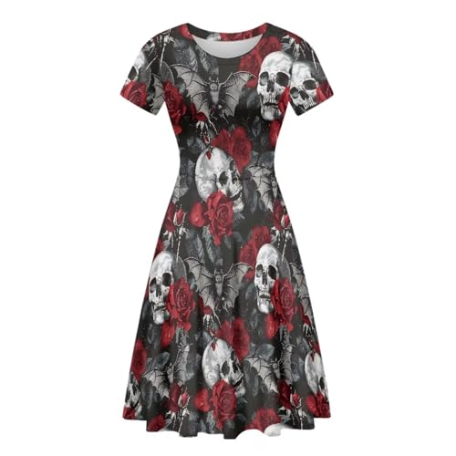 Binienty Women's Summer Casual Loose Crewneck Dress Ruffle Puffy Long Sleeve High Waist Midi Dress2