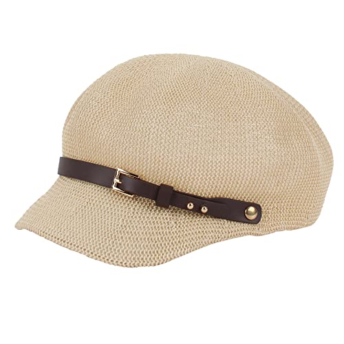 Sombrero visera tejida de paja para mujer miniatura 1