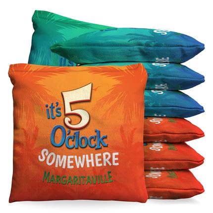 Margaritaville It's 5 O'Clock Somewhere 1 LB Cornhole Bean Bag Toss Bags Set (Set of 8)