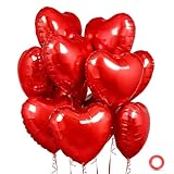 Heart Shaped Red Foil Balloons - 15 Pack 18 Inch for Valentine's Day, Birthday, Wedding, Bridal Shower Party Decorations