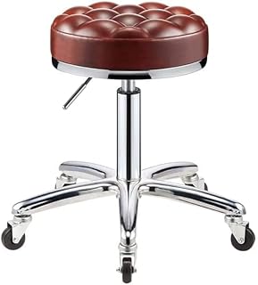Round Rolling Stool Chair Heavy Duty Salon Massage 360° Swivel Salon Stool with Wheels (Color : Brown B) Marriage (Red)