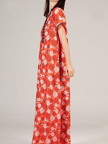 Image of Evolove Women's Viscose Liva Long Maxi Night Gown Nighty Dress with Pocket, Super Soft Comfortable (LNG-Rayon)