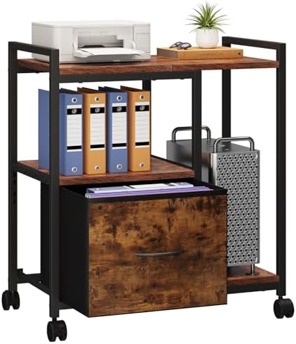 Printer Stand With Storage Drawer,Printer Table With Charging - View #8