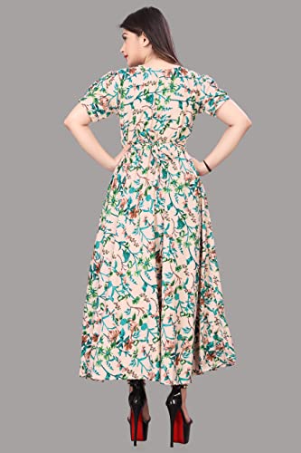 Image of FLARED ALINE MAXI DRESS WITH FLORAL PRINT FOR WOMEN