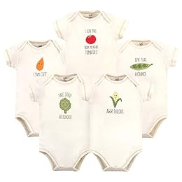 Touched by Nature Unisex Baby Organic Cotton Bodysuits, CORN, 9-12 Months