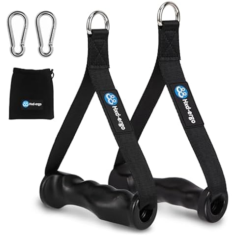 HXD-ERGO Ergonomic Exercise Handles for Cable Machine Attachments, Resistance Bands - Gym Handles for Yoga, Pilates, Strength Training Workout （Black Cover