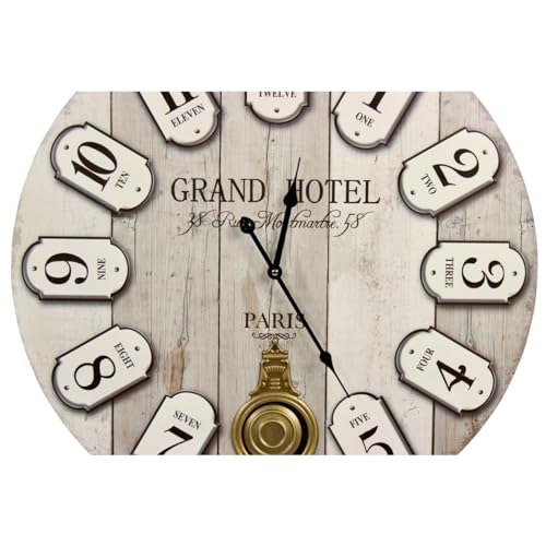 Horloge ancienne balancier 58cm grand hôtel Montmartre bois gris mural - 3