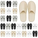 HFZCV 24 Paar Hotelslipper Bunt Hausschuhe Set für Gäste, Wiederverwendbar Frottee Pantoffeln Rutschfest, Komfortable Spa Slipper für Badezimmer Unterkunft Wellness Reise (4 Farben)
