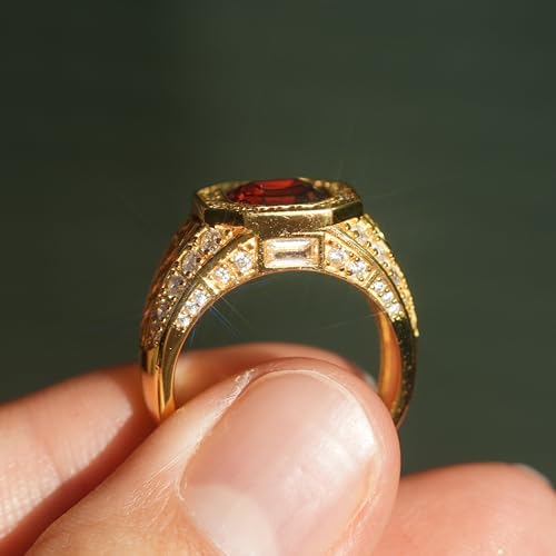 Red Ruby Celtic Knot Ring for Men 14K Gold Plated in Sterling Silver Red Ruby Wedding Band Ring Customizable Solid Gold Sizes 4-184