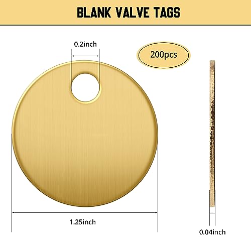Gisafai 200 Pcs Solid Brass Tags for Stamping Round Brass Tags Blank Valve Gold Stamping Blanks Tag with Hole for Pets Plants Doors Pipe Valves Equipment Tool and Keys Labeling(1.25 Inch)