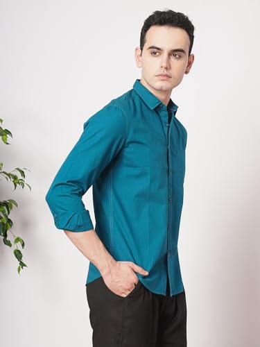 Image of The Indian Garage Co Men Slim Fit Solid Full Sleeves Cutaway Collar Casual Shirt