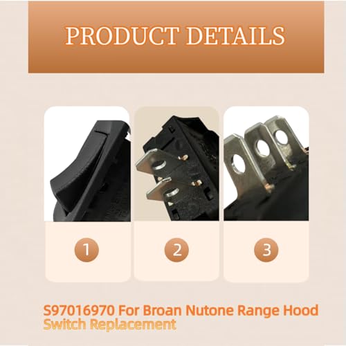 S97016971 Range Hood Rocker Switch Kit,for Broan Nutone Range Hood Fan and Light Switch,Compatible with 97016971 97015617 97015728 1194790,40000 41000 42000 43000 52000 Series Replacement Part